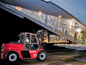 Anita Anand, Canadian Minister of Defence, posted pictures on her twitter account depicting a Canadian shipment of $7.8 million in military equipment and ammunition being loaded on to a CC-177 Globemaster III based at 8 Wing Trenton military airbase in Quinte West to assist Ukraine's defence against Russia invasion.