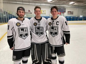 Leduc Riggers 21-year-old players Eric Murray, Matt Bowers, and Jake Elder, played their final game with the team in the Riggers' Game 3 playoff loss, February 16. (Leduc Riggers)