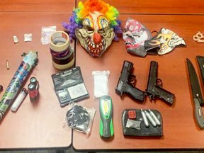Brockville police released this image of items seized during a traffic stop early Saturday morning. (SUBMITTED PHOTO)