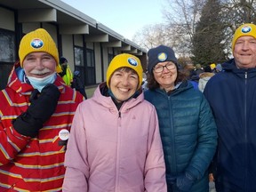 Shown from left are Bruce Trotter, Joyce VanderBaan, Barb Smids and her husband, Stan. Known as 'The Brr Walkers,' the team was one of many taking part in Saturday's Coldest Night of the Year walk, which raised funds for NeighbourLink Chatham-Kent. (Trevor Terfloth/The Daily News)