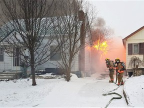 Damage is estimated at $100,000 following a fire Friday morning in a garage at a home at the intersection of Grove Street and Brook Street in Simcoe. No injuries were reported. – Norfolk County Fire Department photo