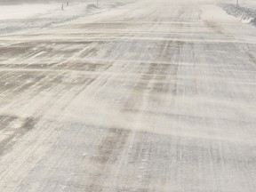 Blowing snow road closure