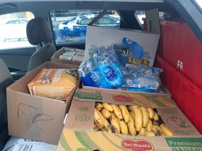 Grocery store donations help local soup kitchen, the Owen Sound Hunger and Relief Effort. Paul Wagenaar picked up this load for OSHaRE Friday, Feb. 18, 2022 in Owen Sound, Ont. (Supplied photo)