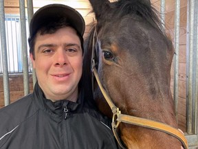 Brantford-born trainer Nick Gallucci with Prohibition Legal, who was named the Two-Year-Old Pacing Filly of the Year by Standardbred Canada during the recent O'Brien Awards ceremony. Submitted