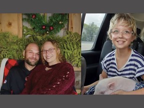 A two-vehicle collision on Oakland Road, southwest of Brantford on Feb. 11 has claimed the life of 12-year-old Sierra Beverly (right). Her mother Naomi Beverly (pictured at left with her spouse Larry Demelo) remains in critical condition in hospital.