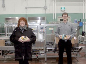 Hensall Foods, a subsidiary of Hensall District Co-op, recently launched The Screaming Chef, a line of ready-to-eat meals that are processed in Exeter. From left are production supervisor Marwan Alrawi, recipe and product developer Heather McKay, accounts and logistics co-ordinator Steve Mann and general manager Amir Naveed. Scott Nixon