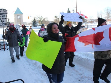 The start of a Saturday morning march in Cornwall. Photo on Saturday, February 5, in Cornwall, Ontario. Todd Hambleton/Standard-Freeholder/Postmedia Network
