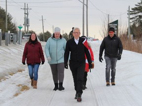 Maurice Gatien and supporters at the start of his walk to Ottawa. Photo on Friday, February 11, 2022, in Cornwall, Ontario.Todd Hambleton/Standard-Freeholder/Postmedia Network