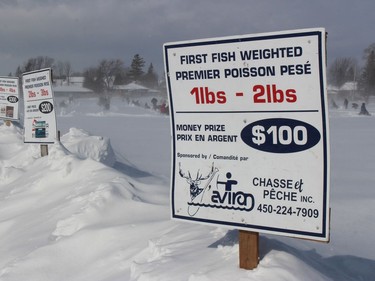 Information boards at the ice fishing derby.Photo on Saturday, February 19, 2022, in Alexandria, Ontario.Todd Hambleton/Standard-Freeholder/Postmedia Network