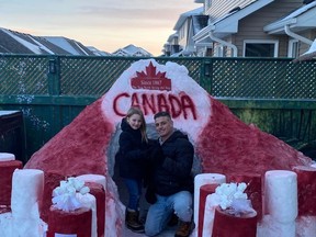 Aaron Borrelli built an igloo for his daughter on their back deck.  (Facebook)