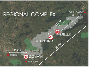 A map of the Goliath Gold Complex.
