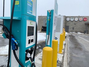 The ONroute travel centres at Odessa and Napanee are among the latest to receive new electric vehicle fast-charging stations, seen in Odessa on Wednesday.