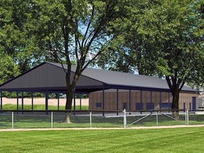 This 3D image of what a new pavilion at Keterson Park in Mitchell will look like, from left field on Diamond 'D' looking west. The municipality approved the project that will begin this fall and be ready for use in the spring of 2023.
