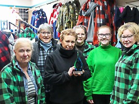 My Ol Blues, a small clothing apparel business owned by Kathy Antonio, formerly of Espanola, was the recipient of an award from the PARO Centre. The award was given in
recognition of a previously established women’s business that has been successful for three years or more.