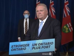 Ontario Premier Doug Ford announced he is lifting some COVID-19 restrictions in the Road to Reopening plan beginning Thursday at 12:01 a.m. The province will also eliminate proof of vaccination measures March 1, he said.