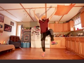 Gurdeep Pandher is screen captured Bhangra dancing during his virtual presentation from his cabin in the Yukon to the students of Algonquin College's Pembroke Campus during the school's recently held winter carnival.