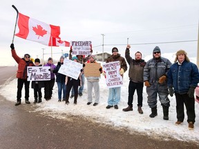 Area residents held a peaceful protest on Paul Martin Drive near International Drive in support of the so-called Freedom Convoy, which calls for the dropping of all COVID-19 mandates. Tina Peplinskie