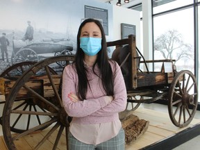 Erin Dee-Richard, curator-supervisor of the Oil Museum of Canada, stands in its newly renovated main gallery. The Lambton County museum in Oil Springs reopened recently after being closed to the public for more than a year.