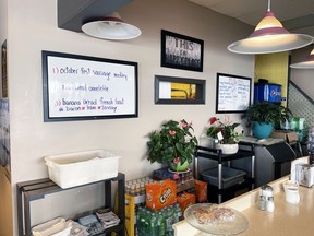 A whiteboard containing daily specials at The Leaky Tank is seen here on Saturday, Feb.  26, 2022 in Aamjiwnaang First Nation, Ont.  On Friday this board displayed a pro-Russia rant that created a social-media firestorm after photos of it surfaced online.  Terry Bridge/Sarnia Observer/Postmedia Network