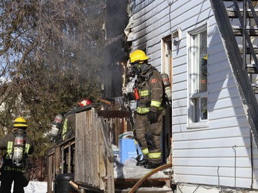 Firefighters attended the scene of a fire at a four-unit apartment complex on King Street in Sudbury, Ont. on Friday February 4, 2022. The fire department received the call at 12:08 p.m. Firefighters from four stations were on hand to douse flames that were visible when they arrived. There were no injuries reported. Stations from Azilda, Chelmsford and Val Therese had to extinguish a fire at a home in Azilda on Friday afternoon as well. John Lappa/Sudbury Star/Postmedia Network