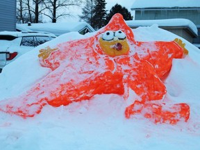 This likeness of cartoon character Maggie Simpson in her famous star snowsuit is located on Crawford Street in South Porcupine. Many residents have entered sculptures into a contest as part of the 2022 South Porcupine Winter Carnival festivities taking place this weekend.

ANDREW AUTIO/The Daily Press