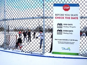 The JL Scott McLean Outdoor Recreation Pad is available in Tillsonburg for hockey/ringette on 'odd days' and skating only on 'even days.'  (Chris Abbott/Norfolk and Tillsonburg News)