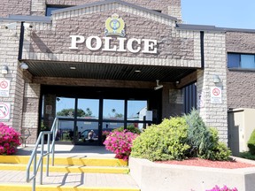 Main entrance at Sault Ste. Marie Police Service station on Thursday, Sept. 2, 2021 in Sault Ste. Marie, Ont. (BRIAN KELLY/THE SAULT STAR/POSTMEDIA NETWORK)