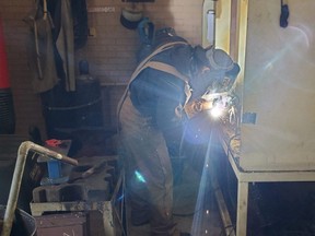 Noble Stonefish puts his welding skills into practice at Chatham-Kent Secondary School. (Handout)