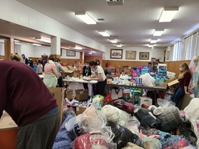 Over the weekend, local donations for Ukraine filled a tractor trailer, which was sent to Toronto on Monday, which was then flown to Poland free-of-charge by international shipping company MEEST. Photo Supplied