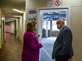 President and Chief Executive Officer of Loyalist College, Dr. Ann Marie Vaughan, gives Bay of Quinte MPP Todd Smith a tour of renovations being done at Loyalist College. Submitted.