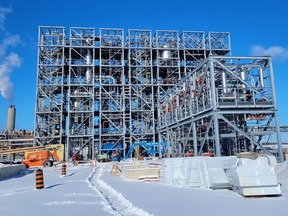 This photo provided by Origin Materials show its production facility under construction in Sarnia.