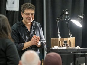 Director Antoni Cimolino stands beside a maquette during the first rehearsal for Richard III inside the Stratford Normal School’s Curnock Hall in early 2020. Tristan Urry Photo