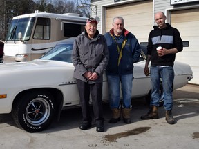 Pictured are Norm Tufts, Rick Coltman and Brad Beierling as they said goodbye to the one-of-a-kind car.