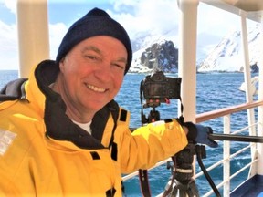 Belleville filmmaker Tony Wannamaker on-location at rarely viewed Elephant Island, Antarctica. RMPFilms.