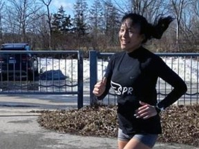 Katrina Lee runs the virtual version of the Chilly Half Marathon in Hamilton on March 6. Submitted