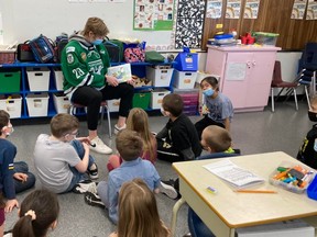 The Terriers were busy for I Love To Read Month going to schools in the area and reading to children. They're pushing hard for the playoffs with a handful of games remaining. (supplied photo)
