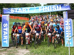 Cyclists muster at the starting line for a race staged by Substance Projects of Toronto. The company plans to stage two races this year in Turkey Point, the first scheduled for April 9. – Contributed photo