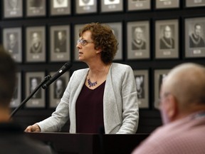 Hastings County treasurer Sue Horwood, shown delivering the 2019 budget March 28, 2019, on Tuesday presented the draft 2022 budget to the county's finance committee.