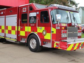A fire truck parked outside the Fort Saskatchewan Fire Department. Photo by Jennifer Hamilton / The Record, file.