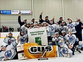 The GUS North Bay Trappers U11 hockey team clinched the gold medal in an 2-1 overtime win against the North Durham Warriors.