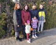The Ukrainian family Susanne von Toerne of the Flesherton area is working on bringing to Canada. Back row, from left are Yana Sirenko, Alina Sirenko, John Fancon and Danyil Sirenko. In front are Rebecca, 2, and Kassiia, 6.