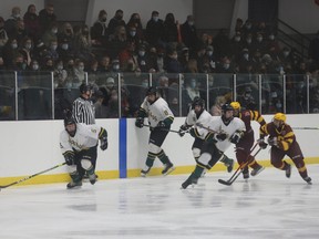 More than 450 spectators were on hand at Centre 76 for the EOJHL wild-card opener between Athens and Westport on Saturday, March 19.
Tim Ruhnke/The Recorder and Times