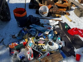 Emma Jones spent Monday picking up a trailer worth of garbage strewn across Lake Nipissing. She said there was everything from propane tanks to beer cans and plenty of wood and plastic.

Submitted Photo