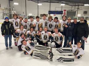 The Devon U18 Tier-1 Drillers won the EFHL U-18 division with an outstanding 21-3-2 record on the season, and are headed to Westlock, March 31, to compete in provincials. (Drew Hiltz)