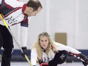 The team of Jennifer Jones and Brent Laing will be one of many star-studded teams playing in Leduc at the Mixed Doubles Player's Championships. (Frank Gunn/ Canadian Press)