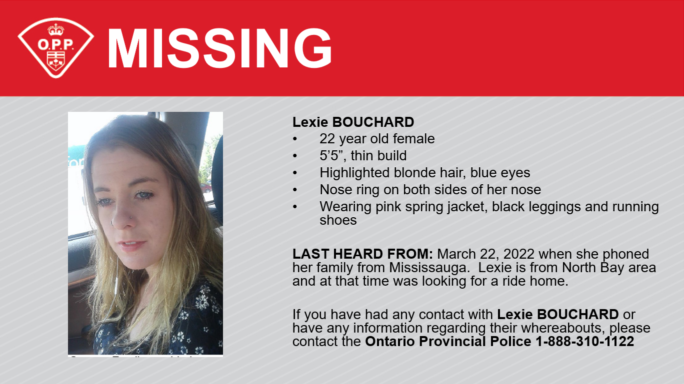 Opp Looking For Publics Assistance In Locating 22 Year Old North Bay Woman Sault Star 0617