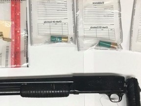 Firearms seized in a search east of Hanover on Friday, March 25, 2022.