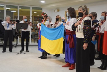 The choir from St Mary’s Ukrainian Church performs during a service on Sunday organized by the Sudbury Interfaith Dialogue.