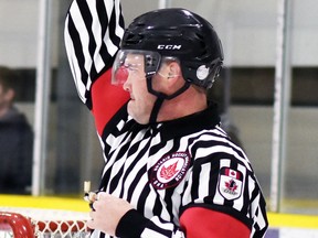 Mitchell resident Chris Faulkner has hung up his arm bands after 23-years of officiating in the Ontario Hockey Association (OHA). ANDY BADER/MITCHELL ADVOCATE