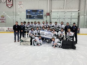 The Sherwood Park U-15 AAA Flyers pose with their bronze medals from last weekend’s provincial championship tournament in Fort Saskatchewan. Photo Supplied